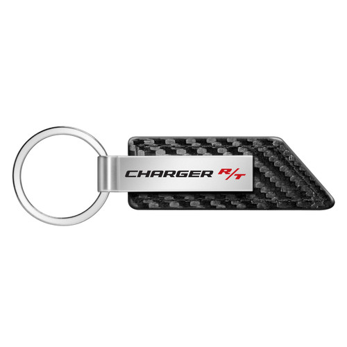 Dodge Charger R/T Carbon Fiber Texture Black PU Leather Strap Key Chain