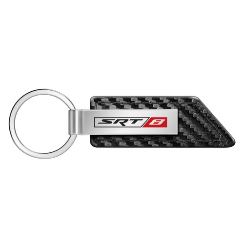 SRT-8 Logo Carbon Fiber Texture Black PU Leather Strap Key Chain for Dodge Jeep RAM