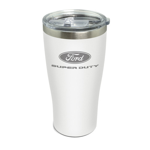 Ford Super-Duty Laser Etched Logo White Stainless Steel Travel Tumbler Mug