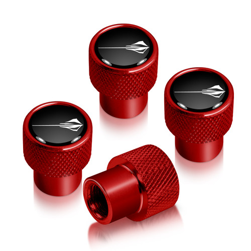 Chevrolet Corvette C8 Stingray Logo in Black on Red Aluminum Tire Valve Stem Caps