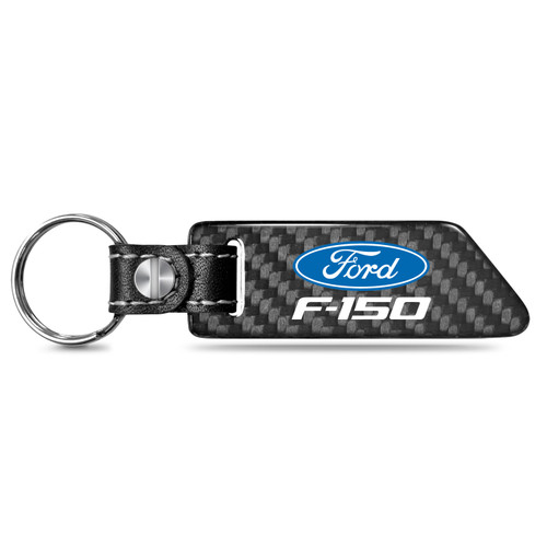 Ford F-150 Real Carbon Fiber Blade Style with Black Leather Strap Key Chain
