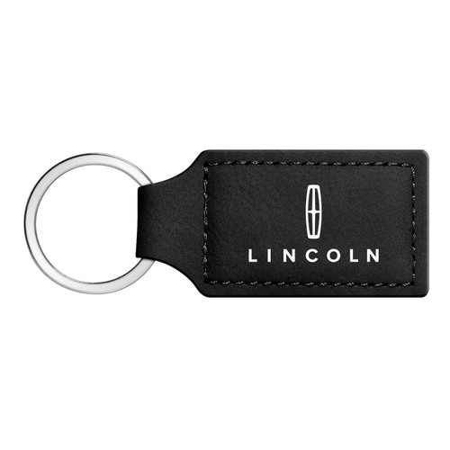 Lincoln Rectangular Black Leatherette Key Chain