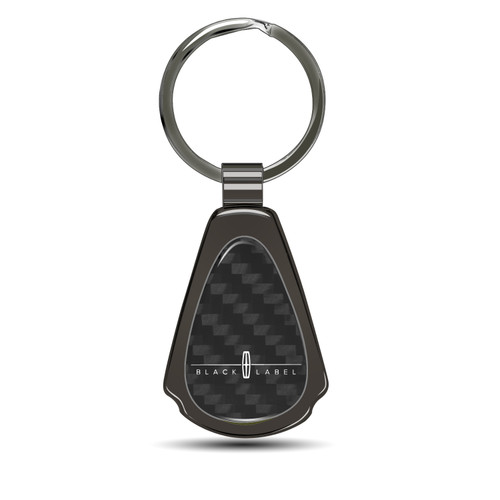Lincoln Black Label Real Black Carbon Fiber Gunmetal Metal Teardrop Key Chain