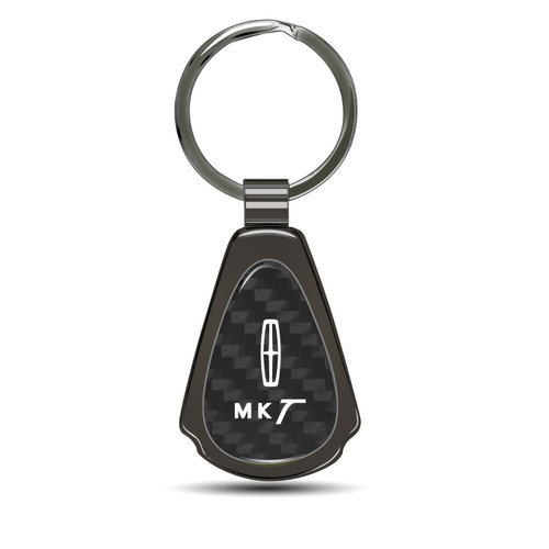 Lincoln MKT Real Black Carbon Fiber Gunmetal Gray Metal Teardrop Key Chain