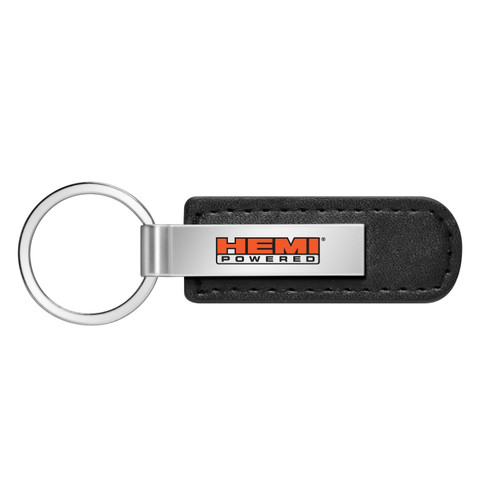 HEMI Powered Silver Metal Black PU Leather Strap Key Chain for Dodge Jeep RAM Chrysler