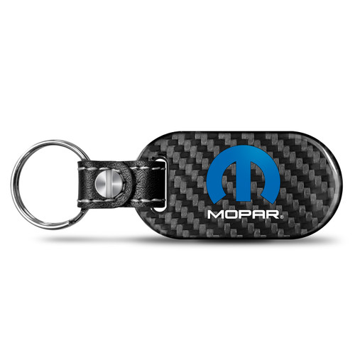Mopar 100% Real Black Carbon Fiber Tag Style Key Chain Dodge Jeep RAM Chrysler