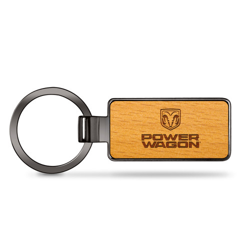 RAM Power Wagon Laser Engraved Maple Wood Gunmetal Frame Case Key Chain