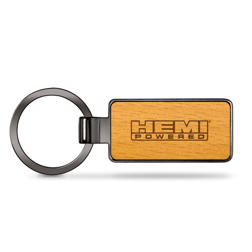 HEMI Powered Laser Engraved Maple Wood Gunmetal Frame Case Key Chain