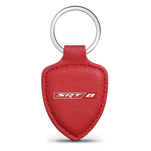 Dodge SRT-8 Logo Soft Real Red Leather Shield-Style Key Chain