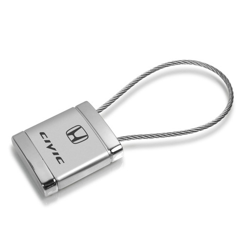 Honda Civic Logo Metal Silver Chrome Cable Car Key Chain Ring Fob