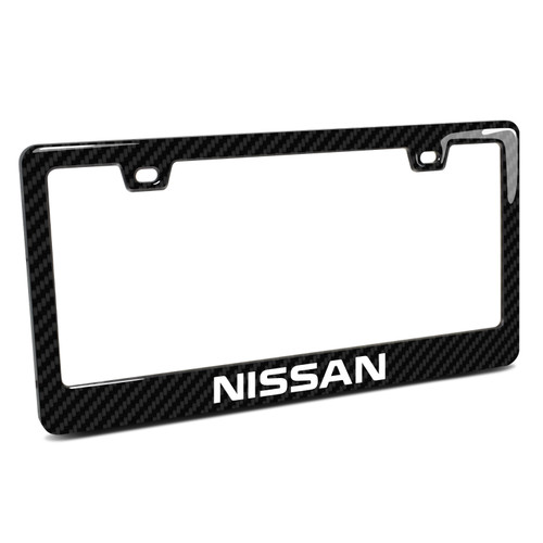 Nissan Name Black Real 3K Carbon Fiber Finish ABS Plastic License Plate Frame