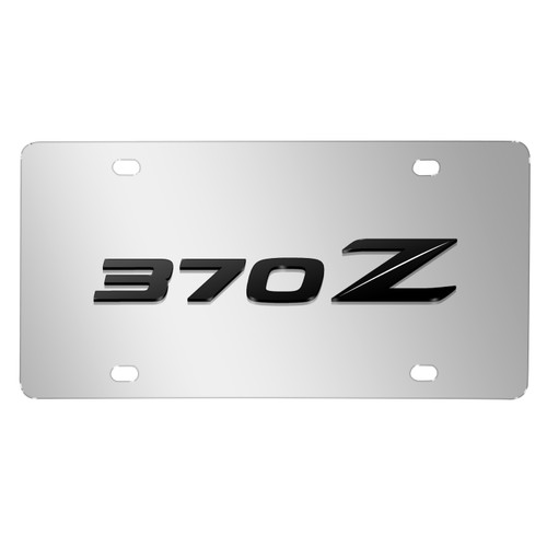 Nissan 370Z 3D Black Logo Mirror Chrome Stainless Steel License Plate