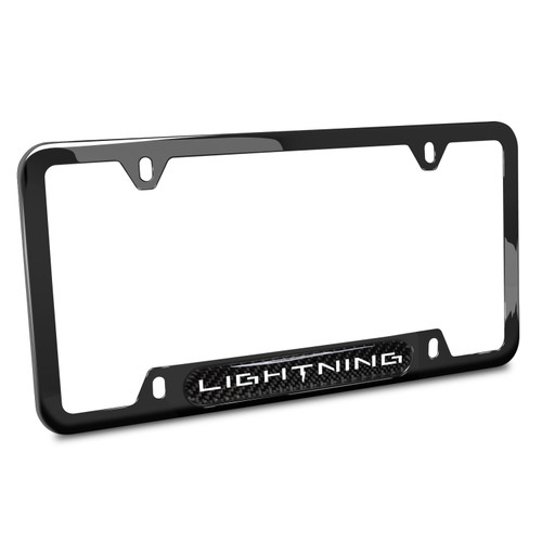Ford F-150 Lightning Real Carbon Fiber insert Gunmetal Stainless Steel License Plate Frame