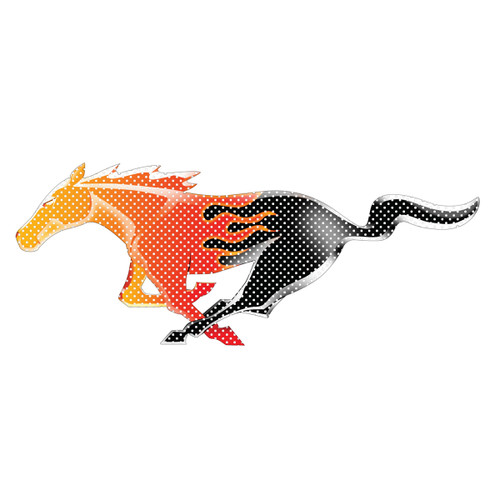 Ford Mustang Flame Pony Perforated Unobstructed View 18" Vinyl Window Film Adhesive Wrap Graphic Decal