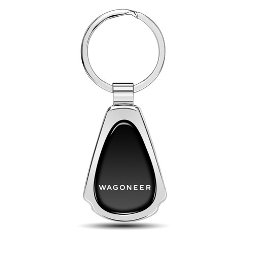Jeep Wagoneer Black Dome Chrome Metal Teardrop Key Chain