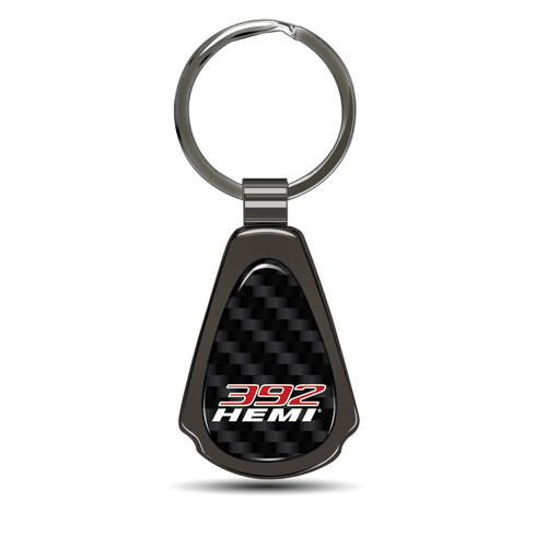 HEMI 392 Real Black Carbon Fiber Gunmetal Black Metal Teardrop Key Chain