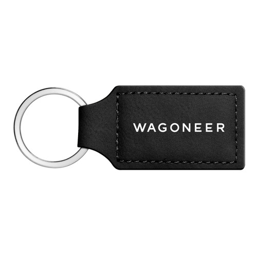 Jeep Wagoneer Rectangular Black Leather Key Chain