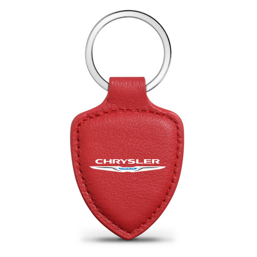 Chrysler Logo Soft Real Red Leather Shield-Style Key Chain