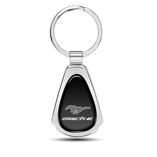 Ford Mustang Mach-E Black Dome Chrome Metal Teardrop Key Chain