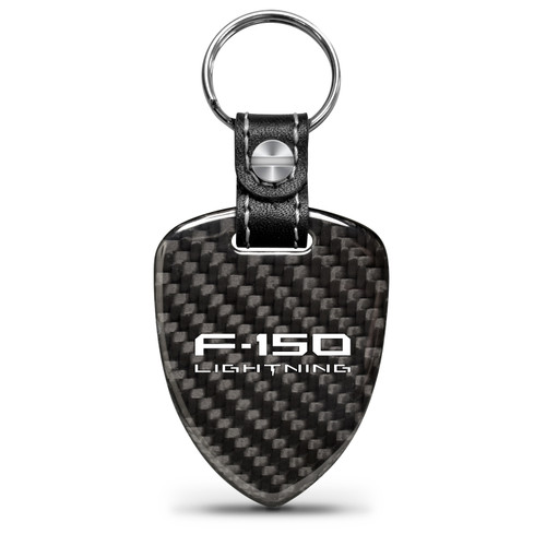 Ford F-150 Lightning Real Black Carbon Fiber Large Shield-Style Key Chain