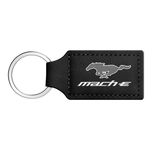 Ford Mustang Mach-E Rectangular Black Leather Key Chain