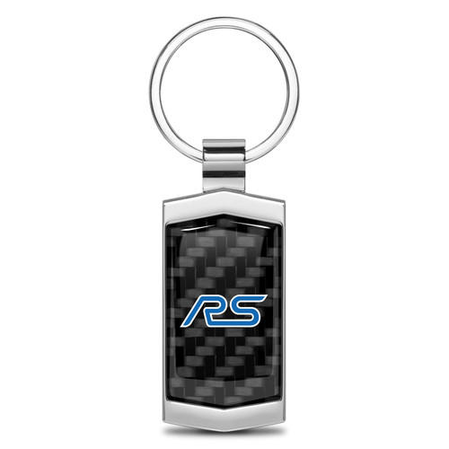 Ford Focus RS Real Black Carbon Fiber Chrome Metal Case Key Chain