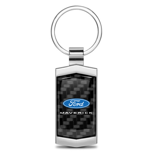 Ford Maverick Real Black Carbon Fiber Chrome Metal Case Key Chain