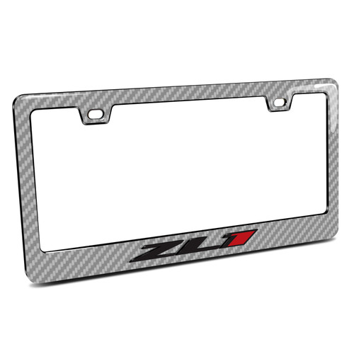 Chevrolet Camaro ZL1 in 3D on Silver Real 3K Carbon Fiber Finish ABS Plastic License Plate Frame