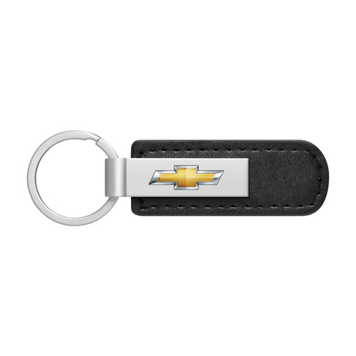 Chevrolet Golden Logo Black PU Leather Strap Key Chain