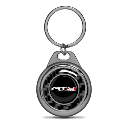 GMC AT4 Real Black Carbon Fiber Gunmetal Roundel Metal Case Key Chain GMC AT4 Real Black Carbon Fiber Gunmetal Roundel Metal Case Key Chain