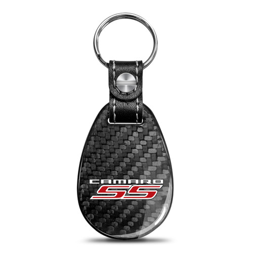 Chevrolet Camaro SS Black Real Carbon Fiber Large Tear-Drop Key Chain