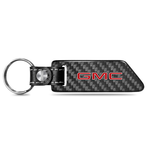 GMC in Red Black Real Carbon Fiber Blade Style with Black Leather Strap Key Chain
