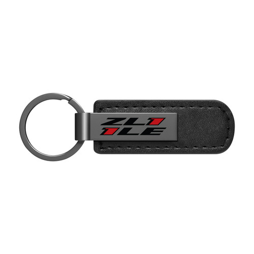 Chevrolet Camaro ZL1-1LE Black Chrome Metal Plate Black PU Leather Key Chain