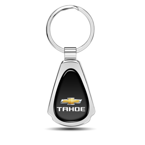 Chevrolet Tahoe Black Dome Chrome Metal Teardrop Key Chain