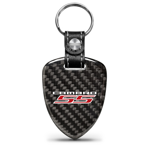 Chevrolet Camaro SS Real Black Carbon Fiber Large Shield-Style Key Chain