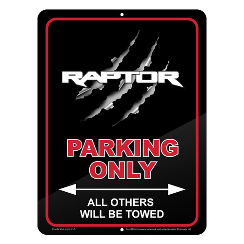 Ford F-150 Raptor Claw Marks 12" x 9" Parking Only Sign in Black Glassy Aluminum