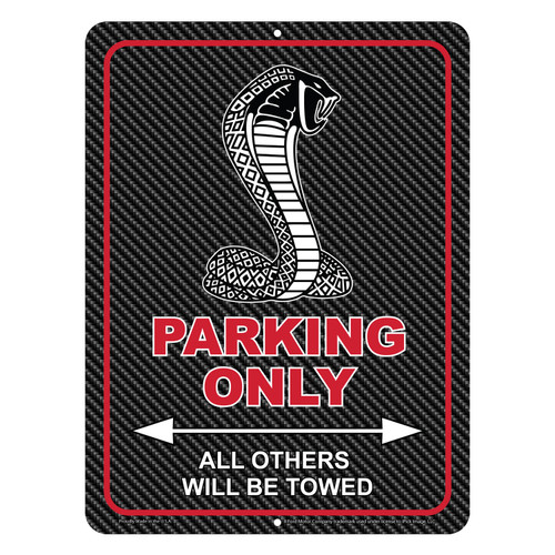 Ford Cobra 12" x 9" Parking Only Sign in Carbon Fiber Look Glassy Aluminum