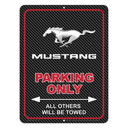 Ford Mustang 12" x 9" Parking Only Sign in Carbon Fiber Look Glassy Aluminum