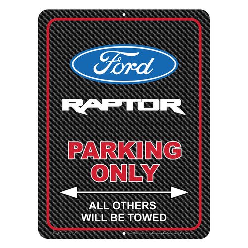 Ford F-150 Raptor 12" x 9" Parking Only Sign in Carbon Fiber Look Glassy Aluminum