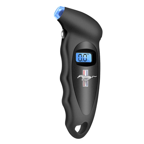 Ford Mustang Tri-Bar Black Digital Tire Pressure Gauge with LED-Backlit LCD Display