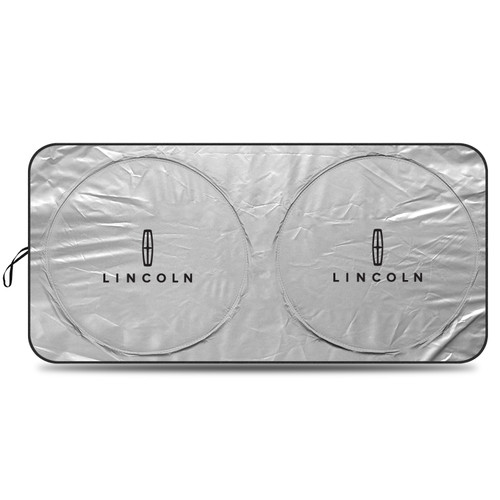 Lincoln Logo Universal Fit One-Piece Easy Folding Silver Reflective Fabric Windshield Sun Shade (size: 64"x 32")