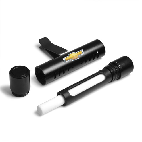 Chevrolet Golden Logo Car Vent Air Freshener Black Clip with adjustable window and 10 Refill Sticks