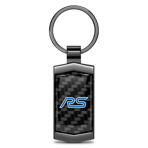 Ford Focus RS Real Black Carbon Fiber Gunmetal Metal Case Key Chain