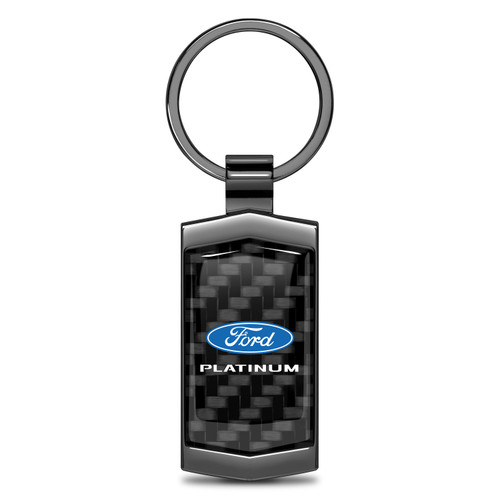 Ford F-150 Platinum Real Black Carbon Fiber Gunmetal Metal Case Key Chain