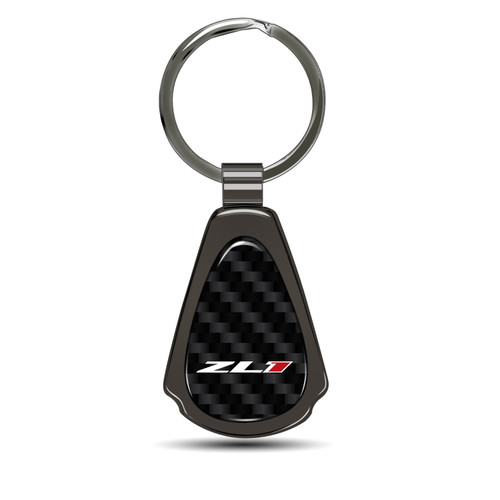 Chevrolet Camaro ZL1 Real Black Carbon Fiber Gunmetal Black Teardrop Key Chain