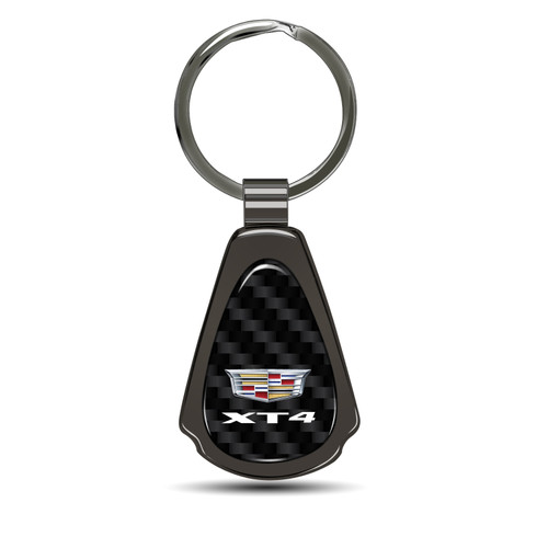 Cadillac XT4 Real Black Carbon Fiber Gunmetal Black Teardrop Key Chain