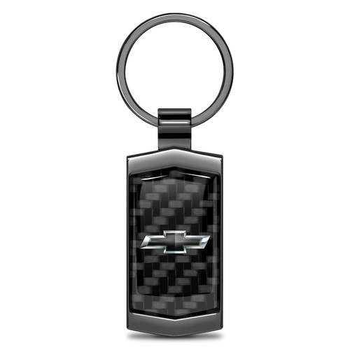 Chevrolet Black Logo Real Black Carbon Fiber Gunmetal Black Case Key Chain