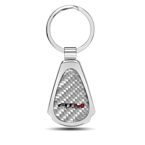 GMC AT4 Real Silver Dome Carbon Fiber Chrome Metal Teardrop Key Chain GMC AT4 Real Silver Dome Carbon Fiber Chrome Metal Teardrop Key Chain