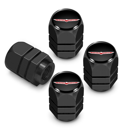 Jeep Trailhawk Logo in Black on Black Hexagon Shape Aluminum Tire Valve Stem Caps