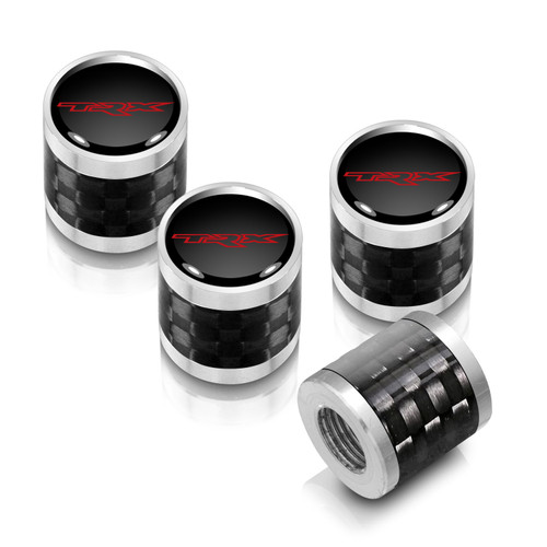 RAM 1500 TRX in Black on Real Carbon Fiber Barrel Silver Aluminum Tire Valve Stem Caps